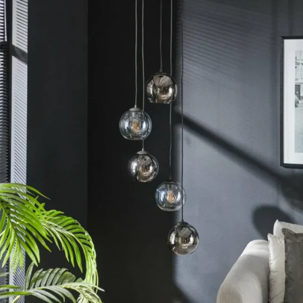 hofstein lustre Bicolore Anthracite, 5 lumières* Lampes En Verre