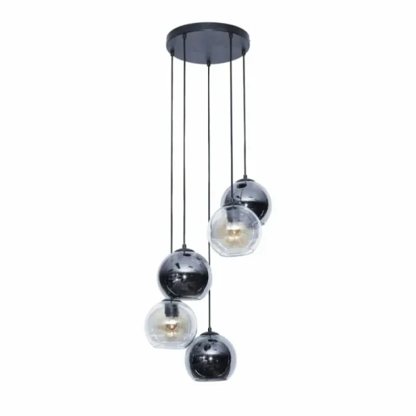 hofstein lustre Bicolore Anthracite, 5 lumières* Lampes En Verre