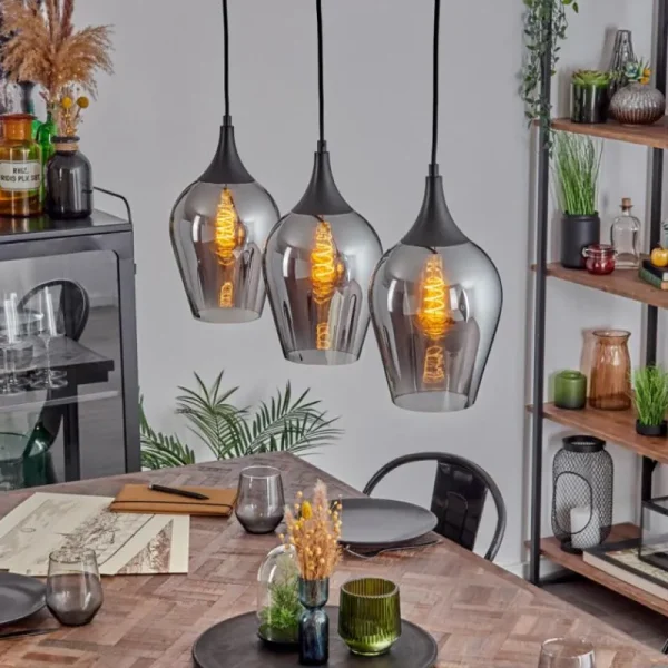 hofstein Lutarp Suspension, Suspension Noir, 3 lumières* Lampes Modernes