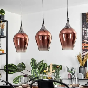 hofstein Lutarp Suspension, Suspension Chrome, Noir, 3 lumières* Lampes En Verre