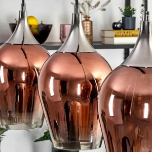 hofstein Lutarp Suspension, Suspension Chrome, Noir, 3 lumières* Lampes En Verre