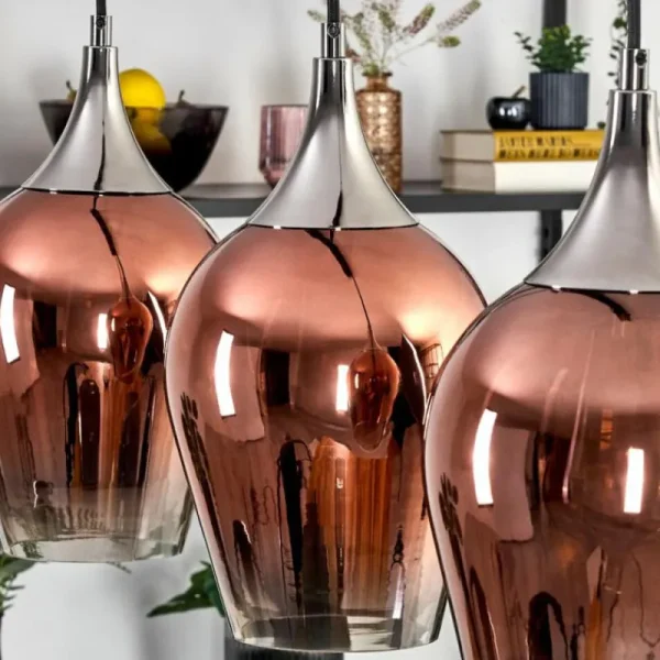 hofstein Lutarp Suspension, Suspension Chrome, Noir, 3 lumières* Lampes En Verre