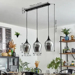 hofstein Lutarp Suspension, Suspension Noir, 3 lumières* Lampes Modernes