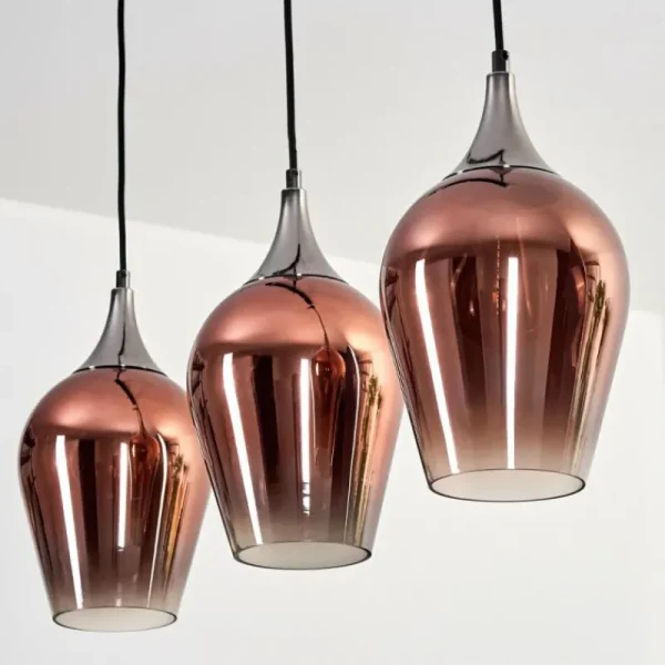 hofstein Lutarp Suspension, Suspension Chrome, Noir, 3 lumières* Lampes En Verre