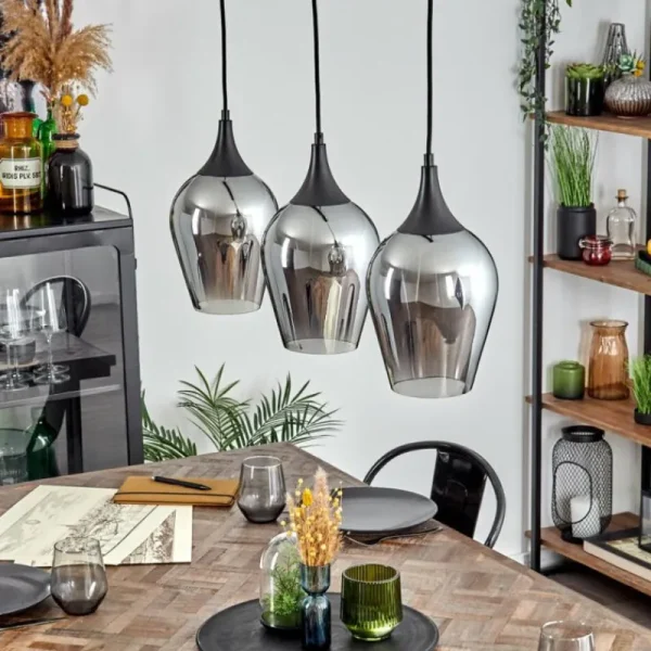 hofstein Lutarp Suspension, Suspension Noir, 3 lumières* Lampes Modernes