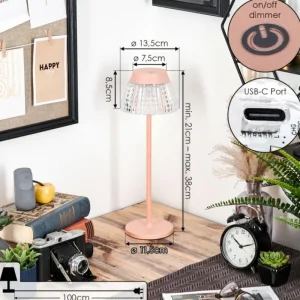 hofstein Macos Lampe de bureau, Lampe à poser, Liseuse LED Rose, 1 lumière* Lampes Modernes