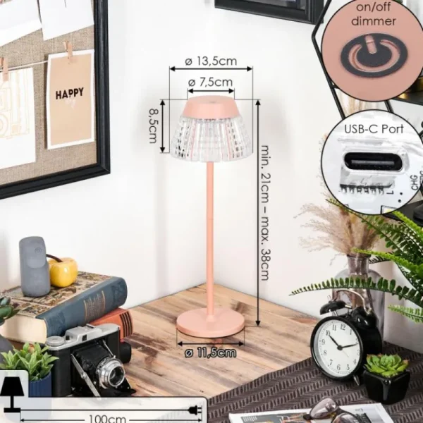 hofstein Macos Lampe de bureau, Lampe à poser, Liseuse LED Rose, 1 lumière* Lampes Modernes