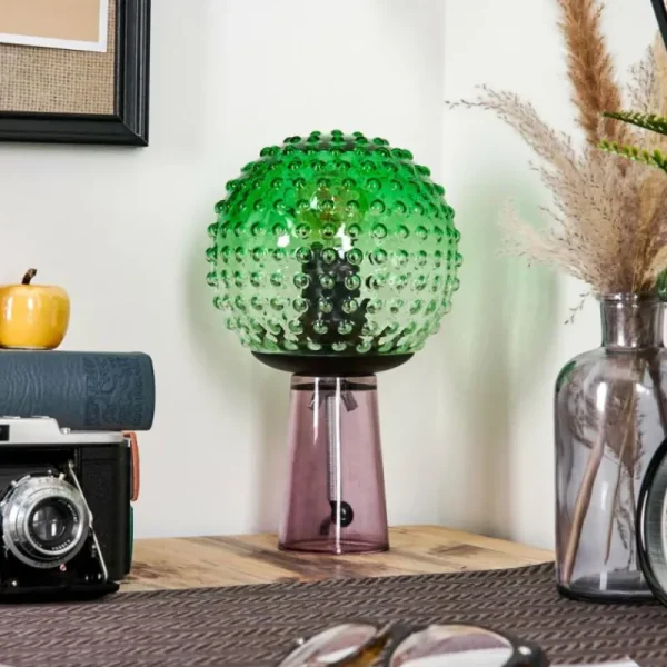 hofstein Maiorca Lampe à poser Lila, Noir, 1 lumière* Lampes En Verre
