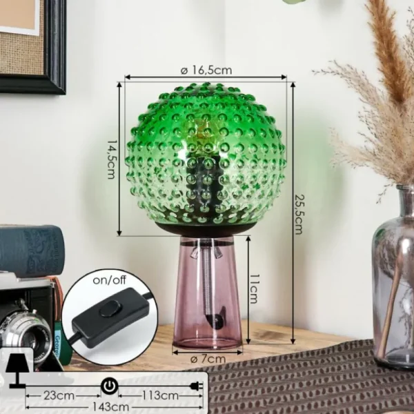 hofstein Maiorca Lampe à poser Lila, Noir, 1 lumière* Lampes En Verre