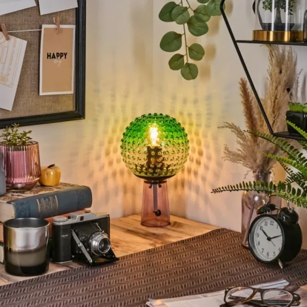 hofstein Maiorca Lampe à poser Lila, Noir, 1 lumière* Lampes En Verre