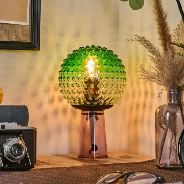 hofstein Maiorca Lampe à poser Lila, Noir, 1 lumière* Lampes En Verre