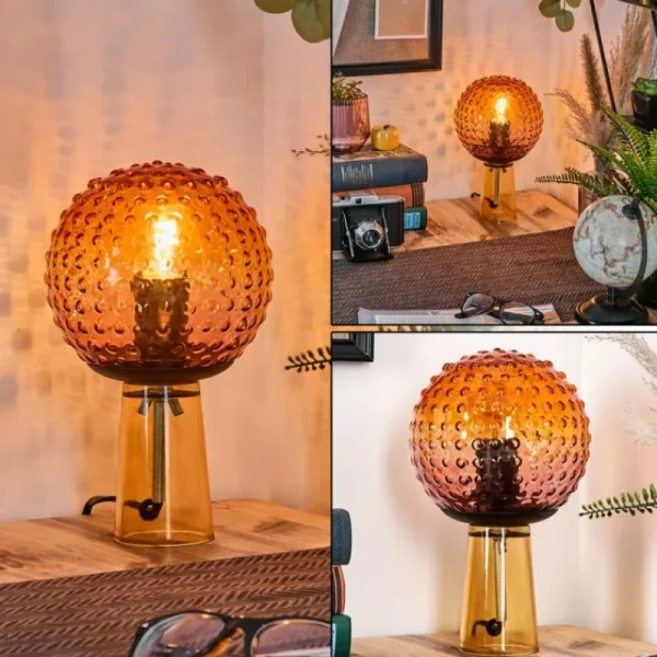 hofstein Maiorca Lampe à poser Orange, Noir, 1 lumière* Lampes En Verre