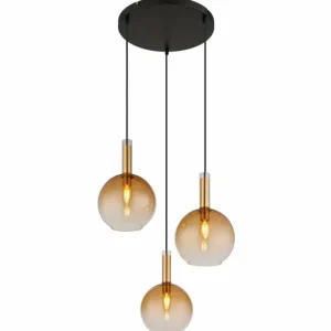 Luminaires Globo Lighting Marinella Suspension Noir, 3 lumières* Lampes En Verre