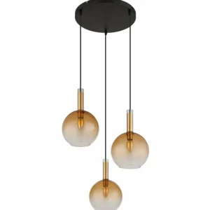 Luminaires Globo Lighting Marinella Suspension Noir, 3 lumières* Lampes En Verre