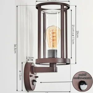hofstein Martinha Lampe murale d´extérieur Rouille, 1 lumière, Détecteur de mouvement* Lampes Modernes