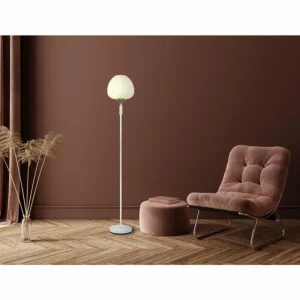 Luminaires Globo Lighting Maxy Lampadaire Chrome, Blanc, 1 lumière* Lampes En Verre