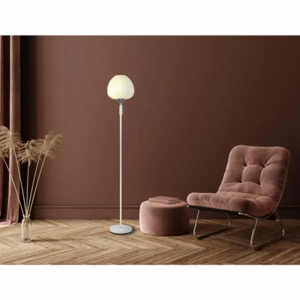Luminaires Globo Lighting Maxy Lampadaire Chrome, Blanc, 1 lumière* Lampes En Verre