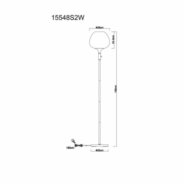 Luminaires Globo Lighting Maxy Lampadaire Chrome, Blanc, 1 lumière* Lampes En Verre