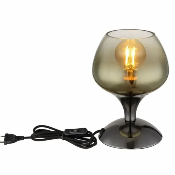 Luminaires Globo Lighting Maxy Lampe à poser Chrome, Noir, 1 lumière* Lampes En Verre
