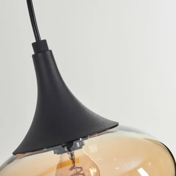 hofstein Maynal Suspension Noir, 3 lumières* Lampes En Verre
