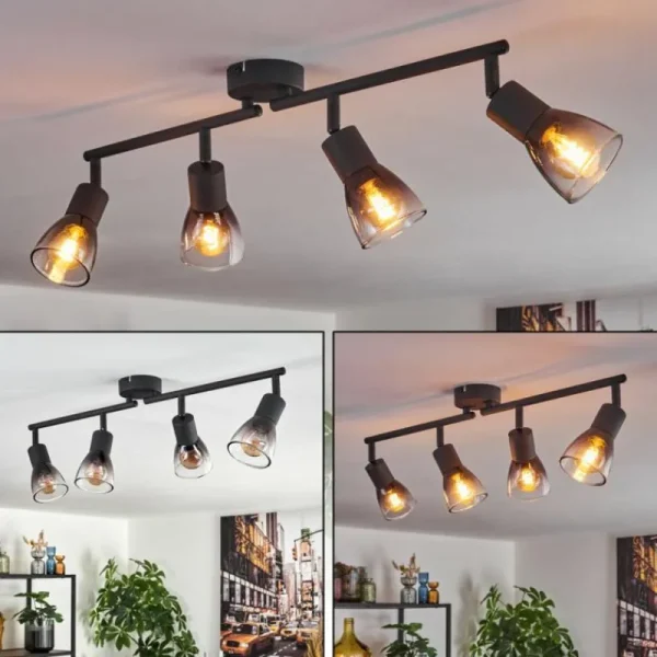 hofstein Medelim Plafonnier Clair, Fumé, 4 lumières* Lampes Modernes