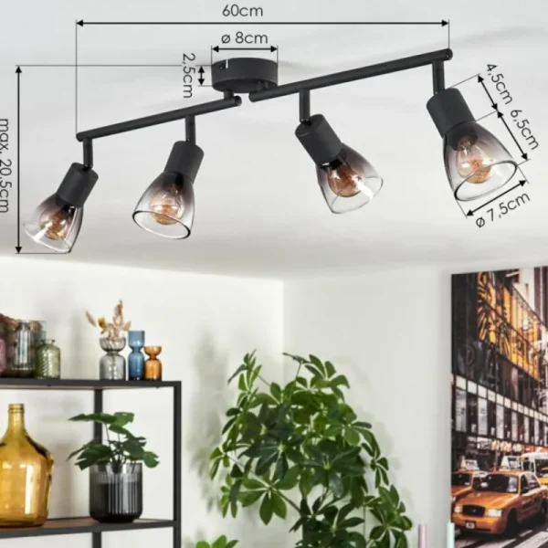 hofstein Medelim Plafonnier Clair, Fumé, 4 lumières* Lampes Modernes