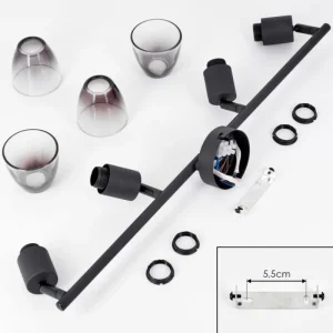 hofstein Medelim Plafonnier Clair, Fumé, 4 lumières* Lampes Modernes