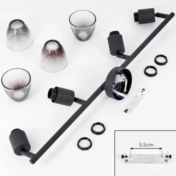 hofstein Medelim Plafonnier Clair, Fumé, 4 lumières* Lampes Modernes