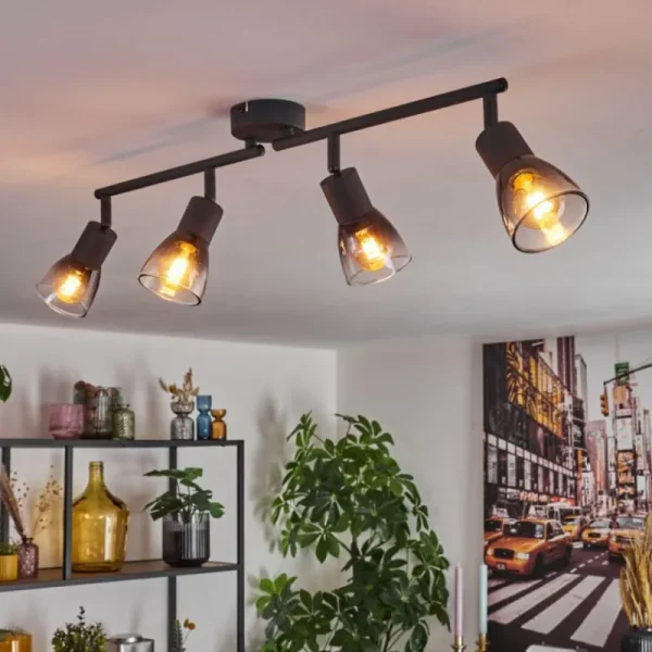 hofstein Medelim Plafonnier Clair, Fumé, 4 lumières* Lampes Modernes