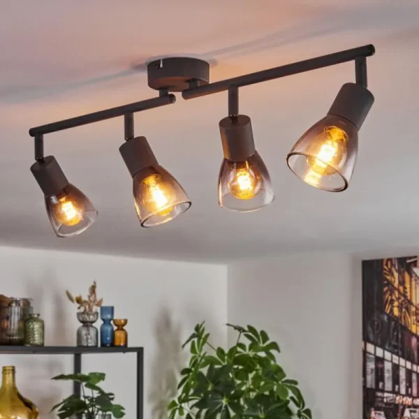 hofstein Medelim Plafonnier Clair, Fumé, 4 lumières* Lampes Modernes