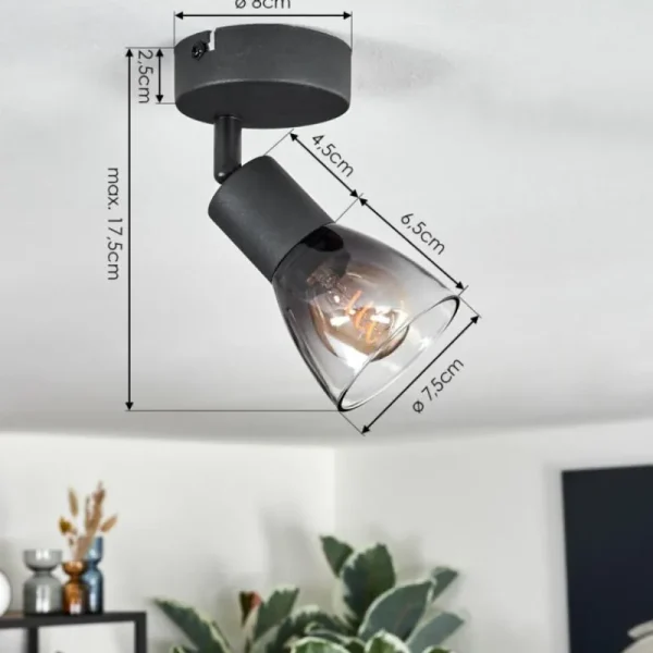 hofstein Medelim Plafonnier, Spot de plafond Noir, 1 lumière* Lampes Modernes