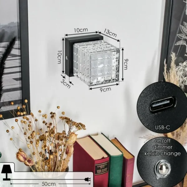hofstein Medvik Applique murale LED Noir, 1 lumière* Lampes Modernes