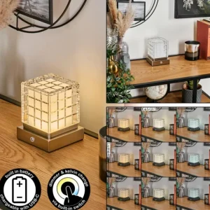 hofstein Medvik Lampe à poser LED Nickel mat, 1 lumière* Lampes Modernes