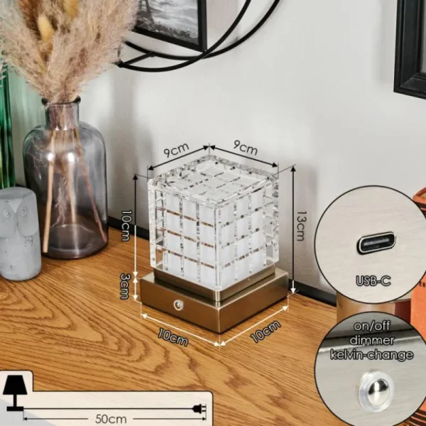 hofstein Medvik Lampe à poser LED Nickel mat, 1 lumière* Lampes Modernes