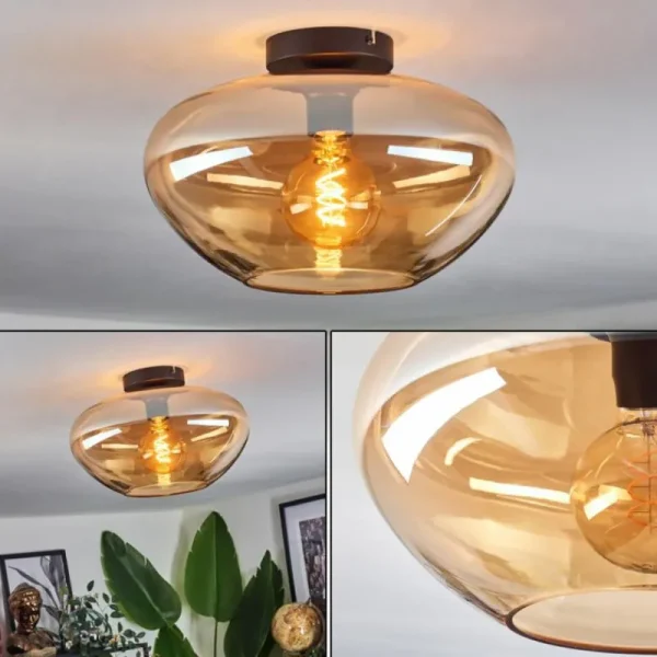 hofstein Mertola Plafonnier Ambre, 1 lumière* Lampes En Verre