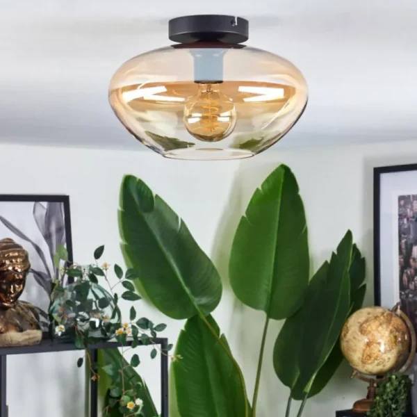 hofstein Mertola Plafonnier Ambre, Clair, 1 lumière* Lampes En Verre