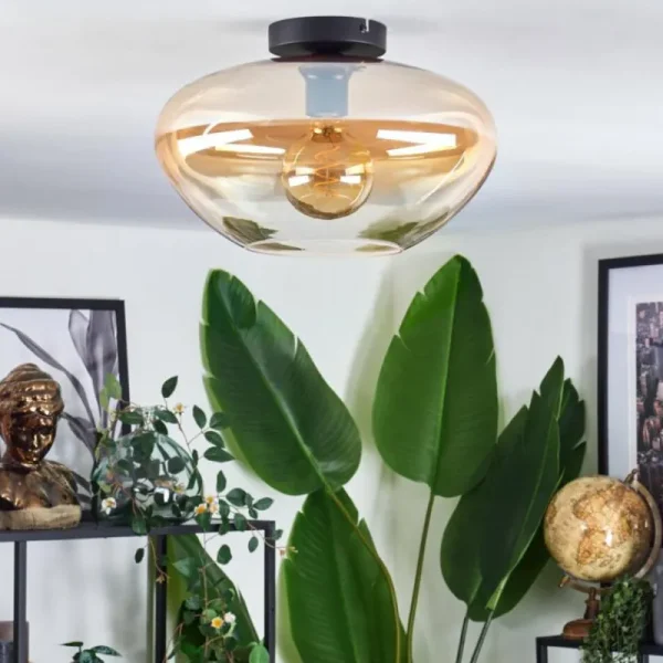 hofstein Mertola Plafonnier Ambre, Clair, 1 lumière* Lampes En Verre
