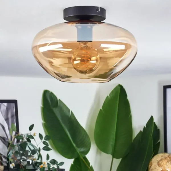 hofstein Mertola Plafonnier Ambre, 1 lumière* Lampes En Verre