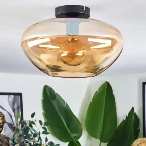 hofstein Mertola Plafonnier Ambre, 1 lumière* Lampes En Verre