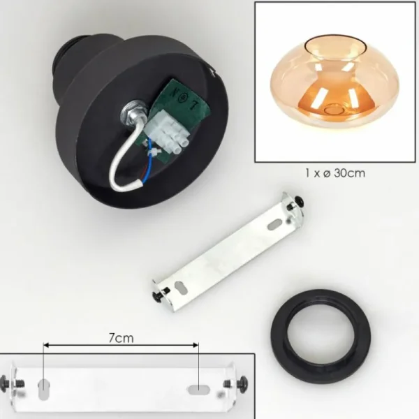hofstein Mertola Plafonnier Ambre, 1 lumière* Lampes En Verre