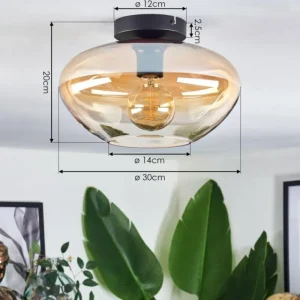 hofstein Mertola Plafonnier Ambre, Clair, 1 lumière* Lampes En Verre