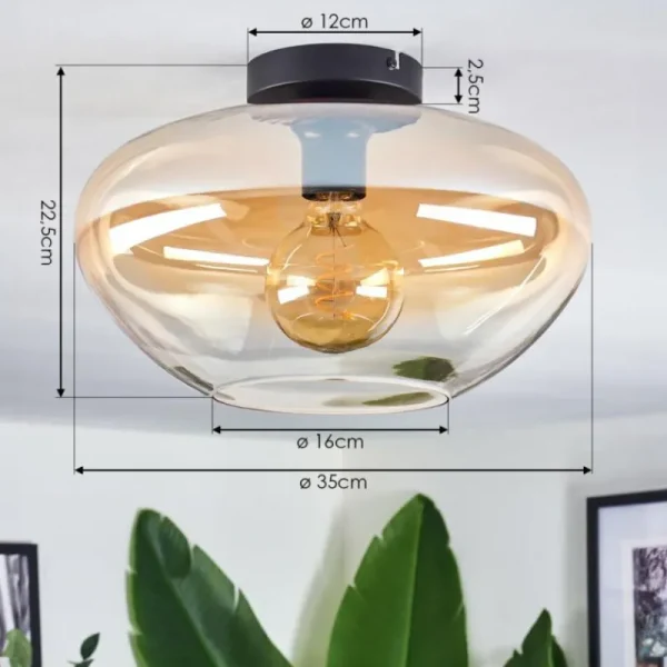 hofstein Mertola Plafonnier Ambre, Clair, 1 lumière* Lampes En Verre