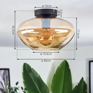hofstein Mertola Plafonnier Ambre, 1 lumière* Lampes En Verre