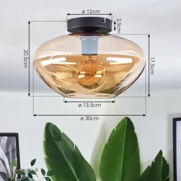 hofstein Mertola Plafonnier Ambre, 1 lumière* Lampes En Verre