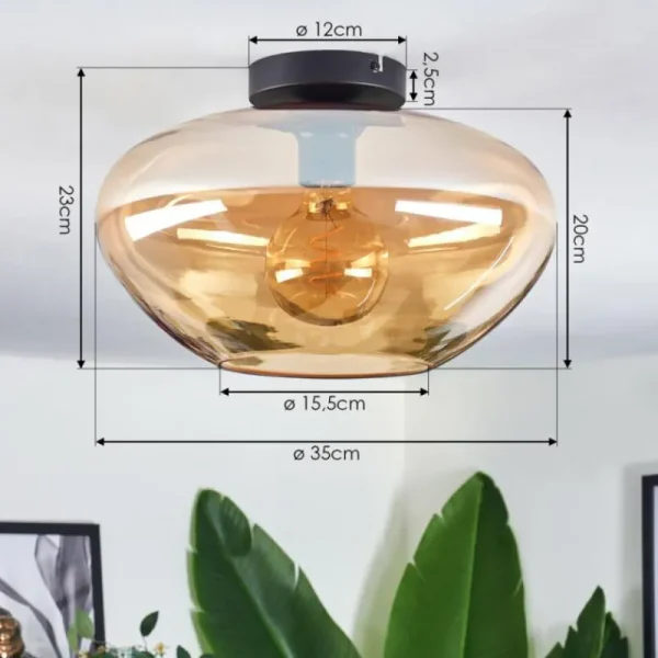 hofstein Mertola Plafonnier Ambre, 1 lumière* Lampes En Verre