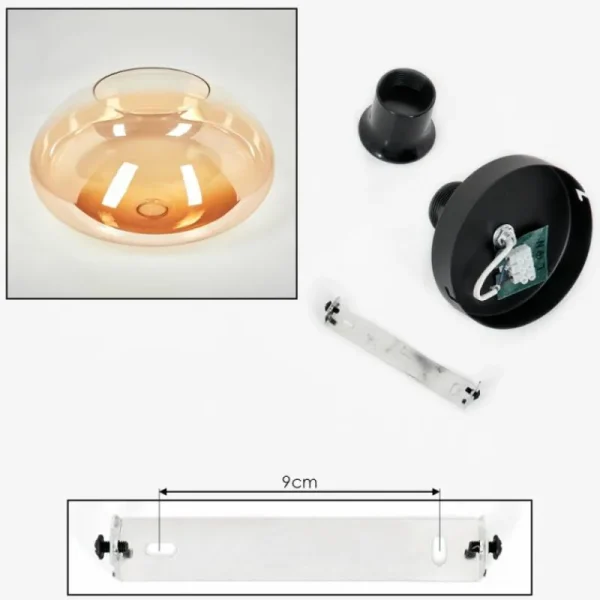 hofstein Mertola Plafonnier Ambre, Clair, 1 lumière* Lampes En Verre