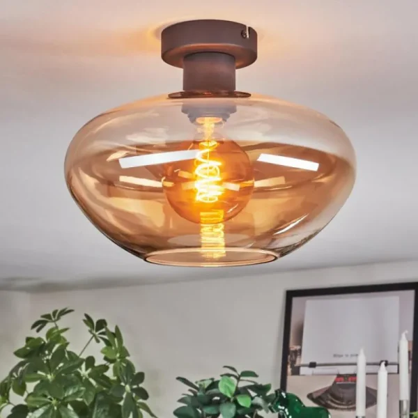 hofstein Mertola Plafonnier Ambre, 1 lumière* Lampes En Verre