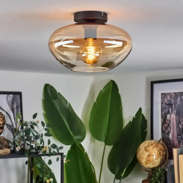 hofstein Mertola Plafonnier Ambre, Clair, 1 lumière* Lampes En Verre