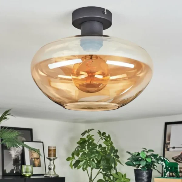 hofstein Mertola Plafonnier Ambre, 1 lumière* Lampes En Verre