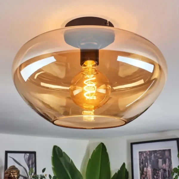 hofstein Mertola Plafonnier Ambre, 1 lumière* Lampes En Verre